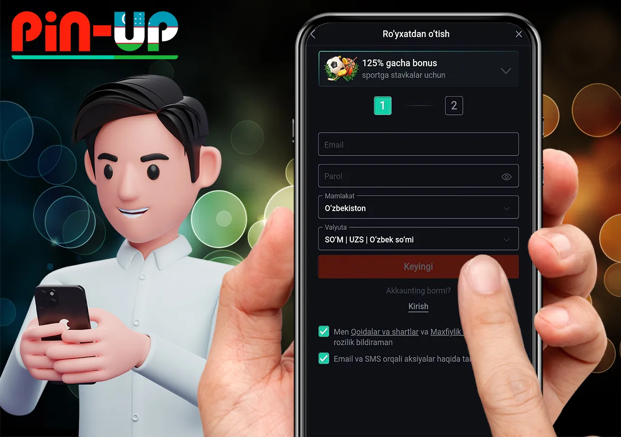PinUp Casino-da ro'yxatdan o'tish