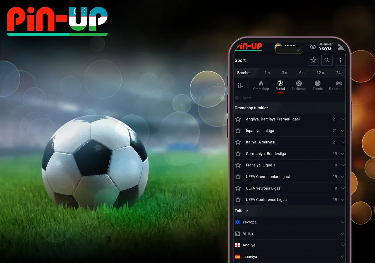 PinUp-da pul tikish uchun futbol tadbirini tanlash